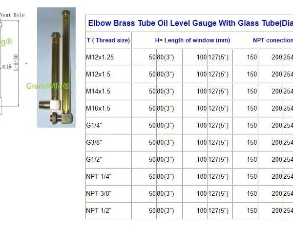 Male Thread Brass Tube Oil Level Indicator,OIL SIGHT GAUGE FOR HORIZONTAL DRUM photo-5