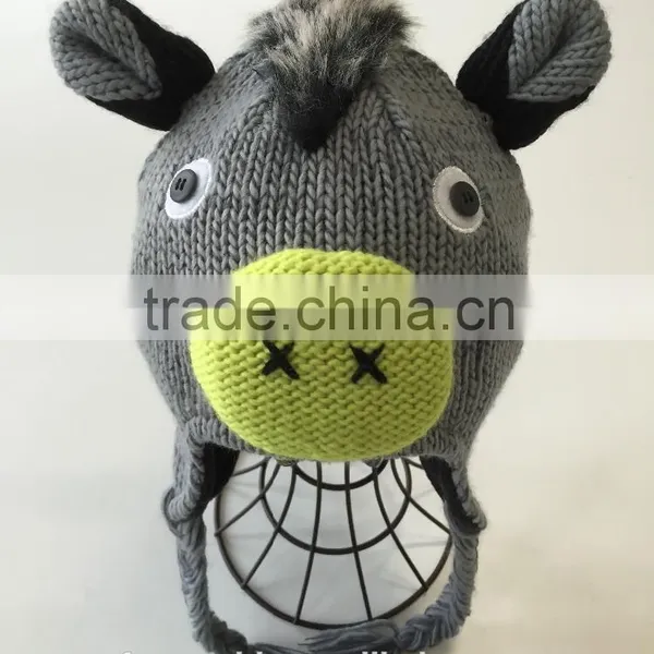 High Quality Wholesale Knitted Cute Donkey Children's Animal Winter Hat photo-2
