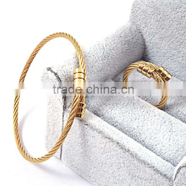 Jewelry Wholesale China Rings Wire Bangle Bracelet Stainless Steel Set Jewelry photo-2