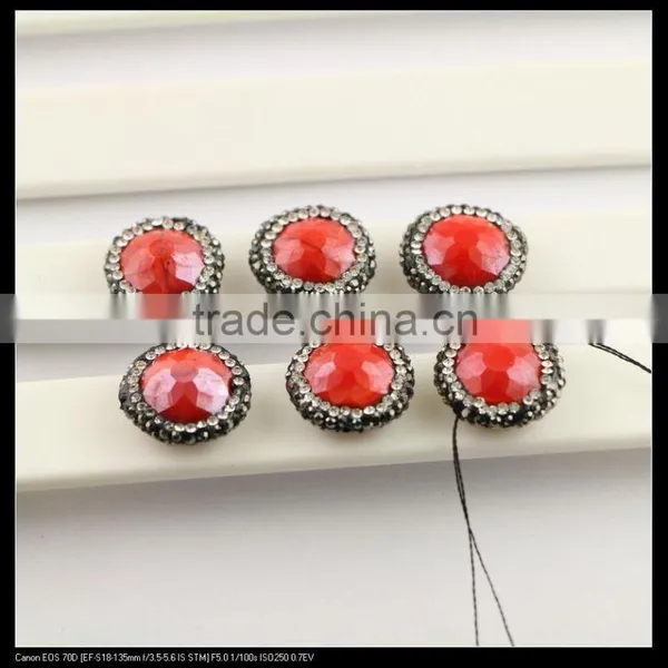 LFD-0092B Wholesale Faceted Stone Beads,Round Shape,with Crystal Rhinestone Paved Loose Connector Beads For Jewelry Making photo-3
