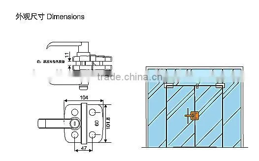SKG-03D South America Standard Door Lock, Handle Key Type Glass Door Lock photo-2