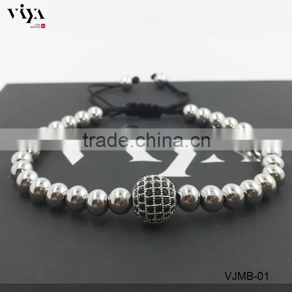 2016 Latest Round Bead Beaded Bracelet and Handmade Macrame Adjustable Rope Bracelet photo-4
