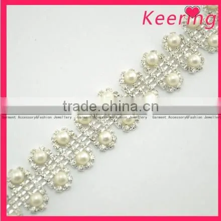 Wholesale 2014 Pearl Wedding Triming Rhinestone Chain WRC -094