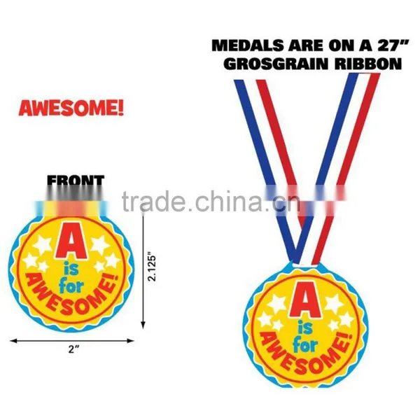 Hot Sale Custom Cheap Fashionable Sport Souvenirs 3D PVC Rubber A Is For Awesome Award Medals With Ribbon for Promotional Gifts photo-2