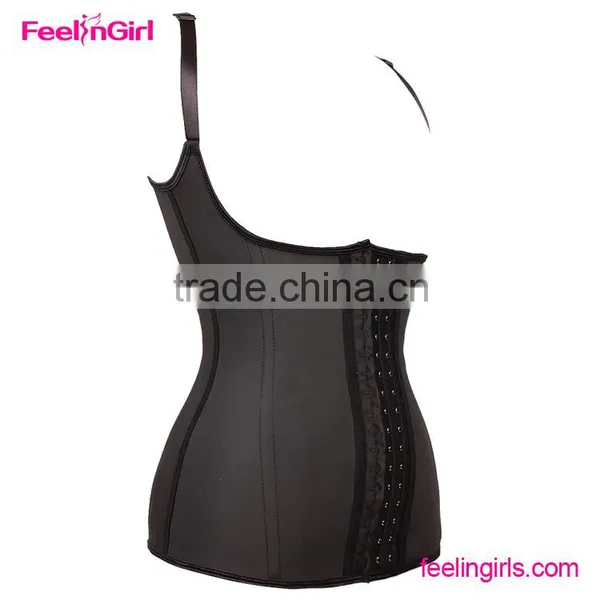 FeelinGirl Black Underbust Waist Cincher Latex Waist Cincher Trainer Vest photo-4