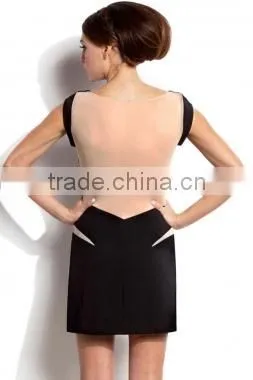 Wholesale Formal Dress Women Mini Dress With Black Stretch Mesh Insert photo-3