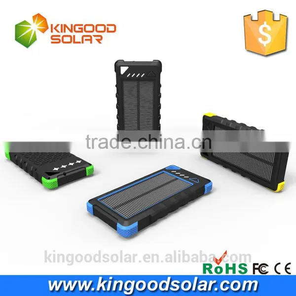2016 Three Proof Portable Solar Charger Power Bank for Iphones With Solar Panel Mobile Phone