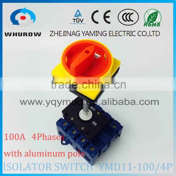 Isolator Switch YMD11-100B/4P With Padlock Aluminum Pole 100A Load Break Power Cut off Operation Outside Electrical Cabinet photo-2