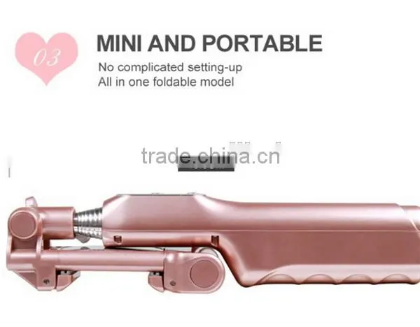 2016 New Design Power Bank Mini Monopod Selfie Stick With Flash Light and Mirror