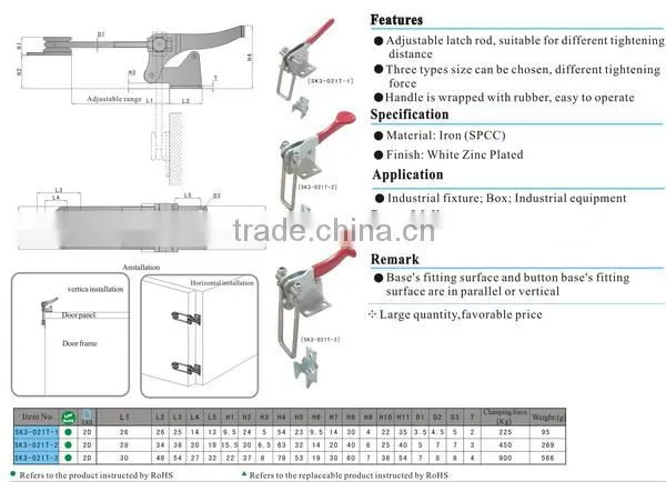 Industrial Toggle Clamp SK3-021T for Cabinet and Equipment photo-5