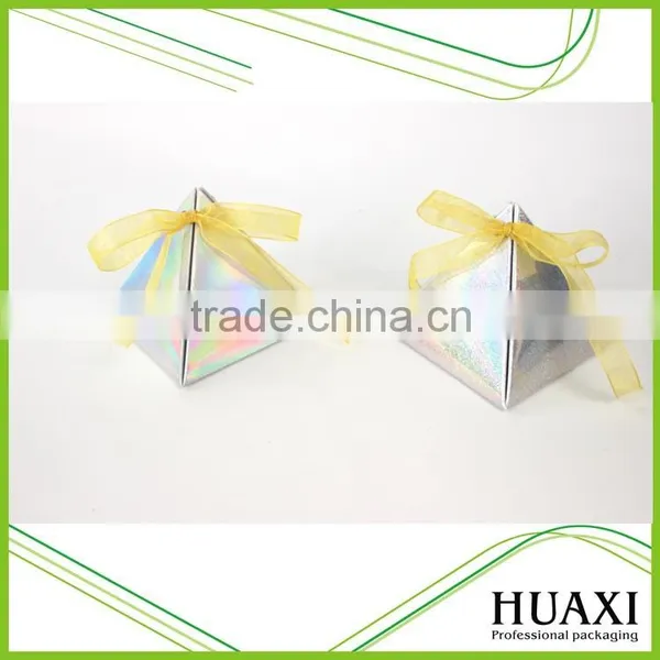 Small Silvery Christmas Paper Gift Box With Ribbon photo-3