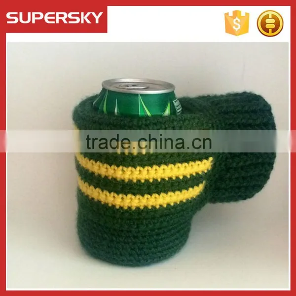 A-703 Hand Knitted Drink Mittens Crochet Beer Mitten Cosy Crochet Bottle Hand Holder photo-4