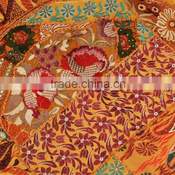 Indian Handicraft Table Cloth Table Cover Indian Big Round Decorative Pillow and Throws Indian Meditation Cushion in Handmade photo-4