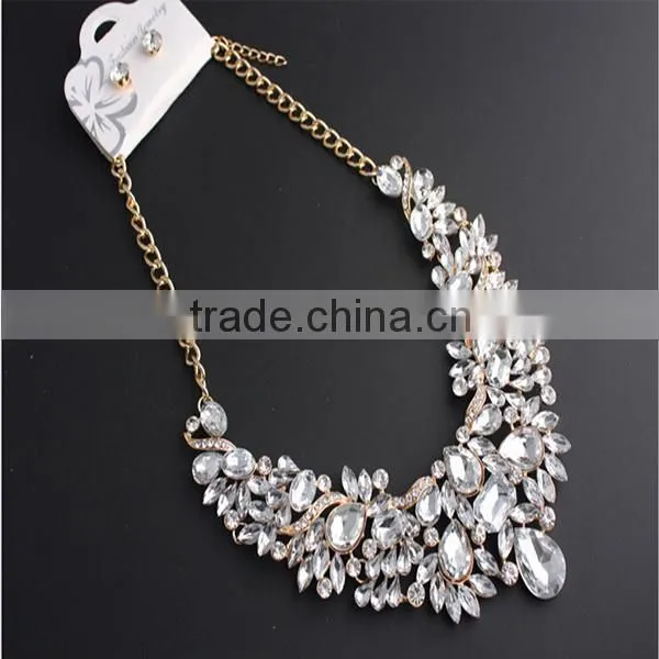African Necklace Set Crystal Jewelry Sets With Big Glass Pendent Supplier's Choice photo-3