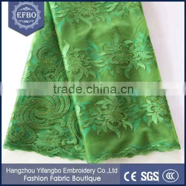 High Quality Wholesale Green Bridal Embroidered Tulle Lace Fabric Prices
