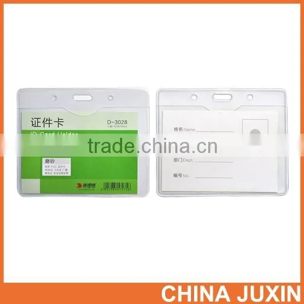Vertical Style Clear PVC Business ID Badge Card Holder Case With Slot & Chain Holes photo-5
