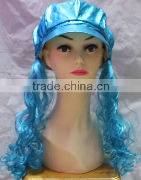 Ladies wavy wig sunhat party hat dance decoration