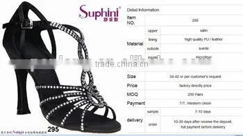 Deep Tan Satin Rhinestone/Crystal Stone Dance Shoes by Suphini photo-2