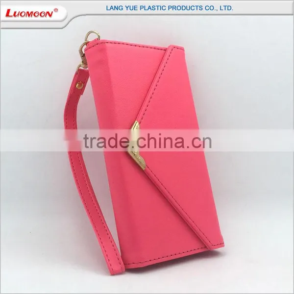 PU Leather Plain Pattern Metal Magnet Buckle With Strap, ID Card Slot Phone Case for Iphone 6 5 4 S C SE PLUS photo-2