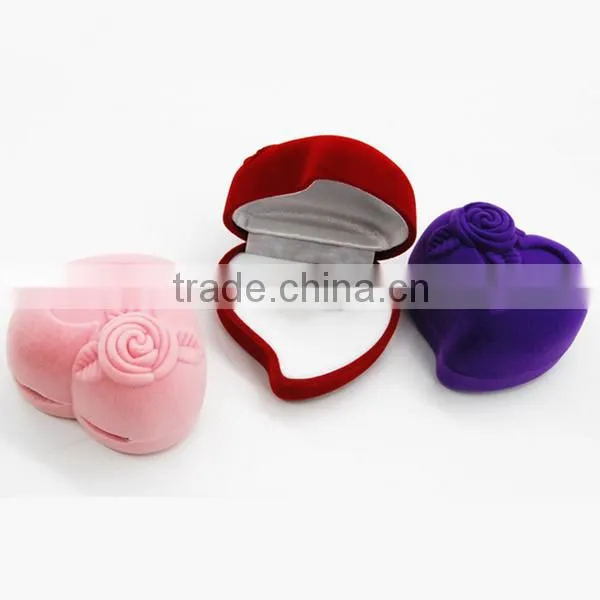 Velvet Ring Box Heart Shaped Ring Box Velvet Jewelry Packaging Boxes photo-3
