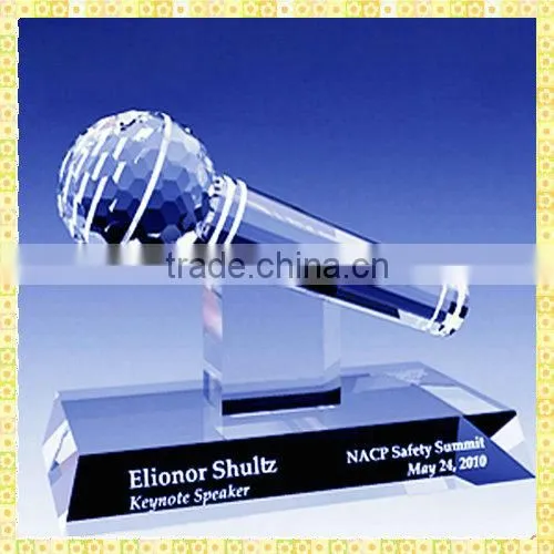 Handicraft Crystal Microphone Trophy For Hotel Decoration Furnishing Articles Gifts