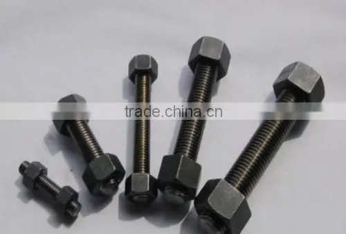 Black Double Threaded Stud Bolt And Nut photo-3