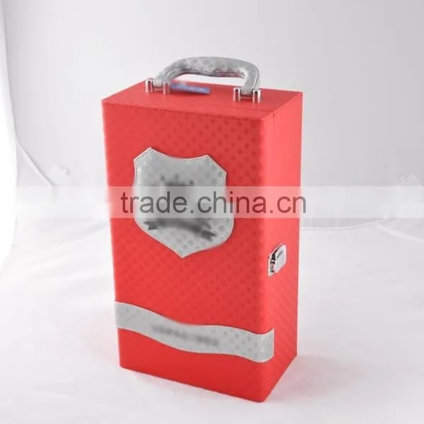 The Chinese Factory Wholesale Custom High-grade PU Leather 2 Bottles of Red Wine Champagne Boxes photo-2
