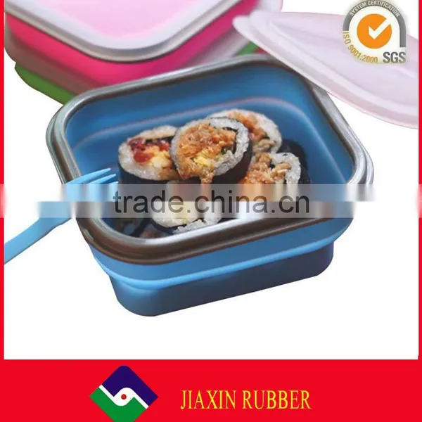 Wholesale Square Shape Foldable Silicone Lunch Containers Custom Design Lunch Box With Fork and Spoon for Save Kitchen Space photo-4