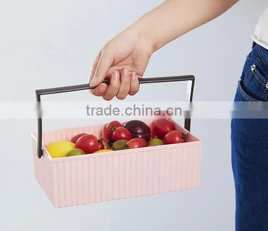 Cy268 Decorative Plastic Home Office Storage Boxes Desktop Basket Organizer Handle Bathroom Kitchen Home Office Tidy Box photo-2
