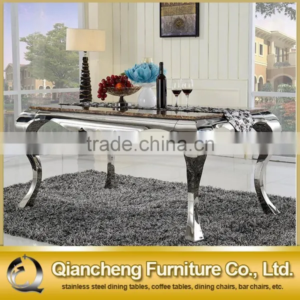 Simple Designs 4 Stainless Steel Legs Marble Top Dining Table photo-2