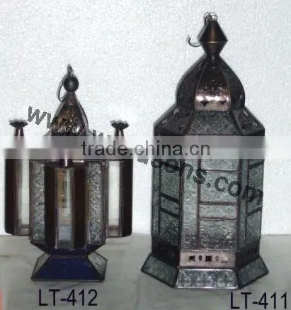 Mini Antioue Candle Holder Rose Gold Metal Lantern photo-4