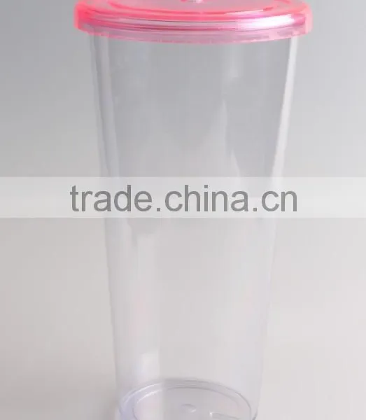 Single Wall Clear Transparent 16oz Plastic Tumbler With Straw And Lids photo-3