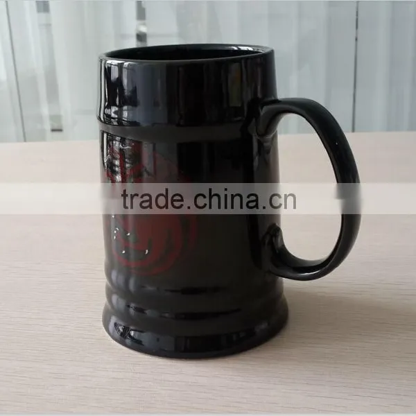 24oz Black Color Ceramic Beer Mug photo-3