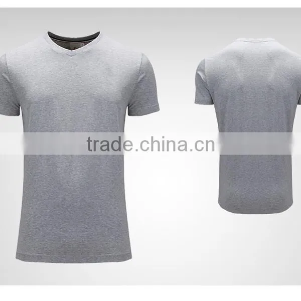 V Neck Fashion Tee Sportswear White Plain Dyed Man Blank Custom Embroidery T-Shirt photo-2