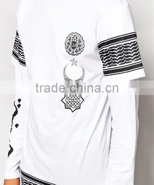 Lastest Men's Long 100% Cotton Screen Printing Oversized T Shirt photo-5