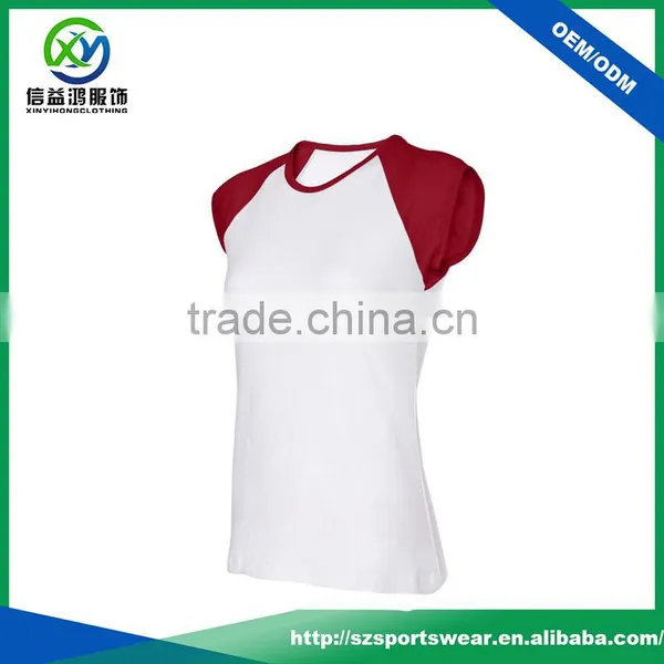 New Design Contrast Raglan Sleeve Women Slim Fit Sport t Shirts photo-3
