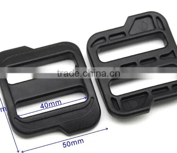 Plastic POM Black Adjustable Big Buckle Camping Carabiner Tri Glide Slider Buckles for Backpack Straps Webbing photo-2