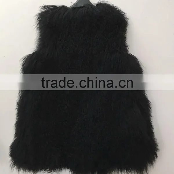 YR545 Basic Style Real Mongolia Fur Vest Lots of Colors Tibet Lamb Fur Gilet photo-5