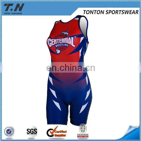 China Manufacture High Quality Sublimated Youth Wrestling Singlet photo-3