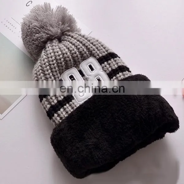 Chunky Double Layer Pom Pom Warm Beanie With Custom Embroidery photo-3