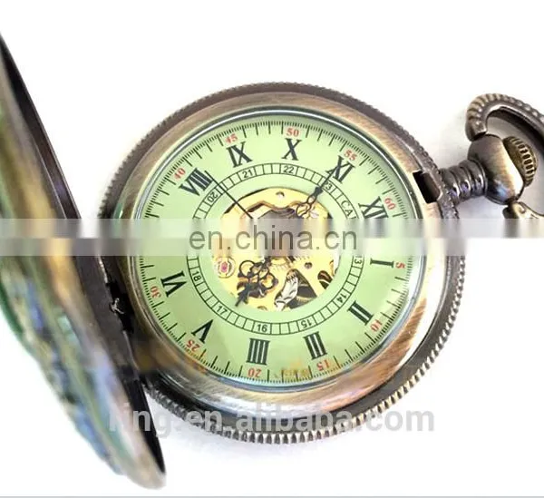 Western Classical Mechanical Gemstone Pocket Necklace Watch photo-5