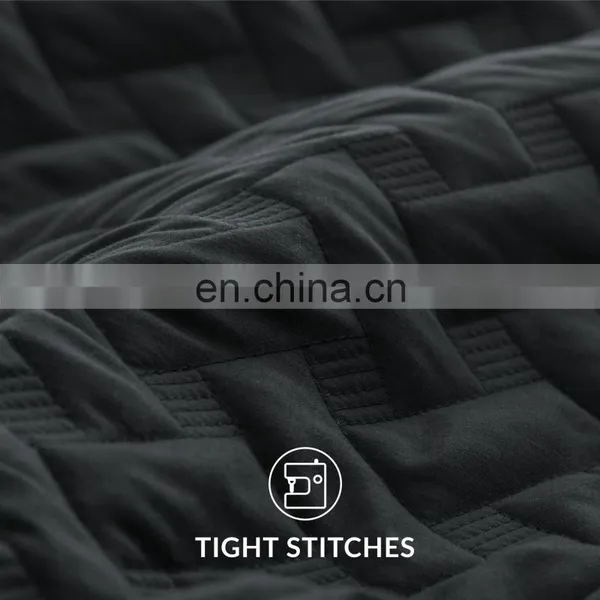 Wholesale European Custom Reversible Anti Wrinkle Color Oeko-tex Woven Solid Plain Queen Size King Quilt Set For Home photo-4