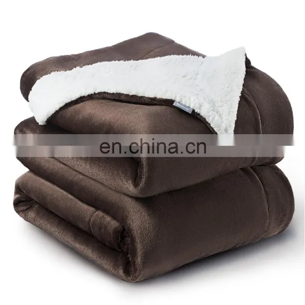 Cheap Brown 100% Superfine Fiber Fleece Sherpa Blanket For Sale photo-7