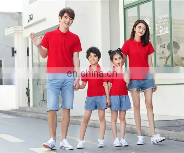 Family Parent Child Custom Logo Solid Plain Color Cotton Polyester Short Sleeve Kids Polo t Shirt photo-5