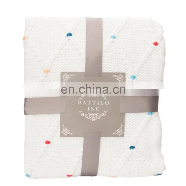 Home Decorative Knit White Throw Blanket for Couch Sofa Chair photo-7