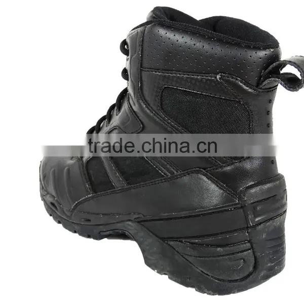 6 Inches Black Leather Steel Toe Cap Military Boots With Zipper photo-5