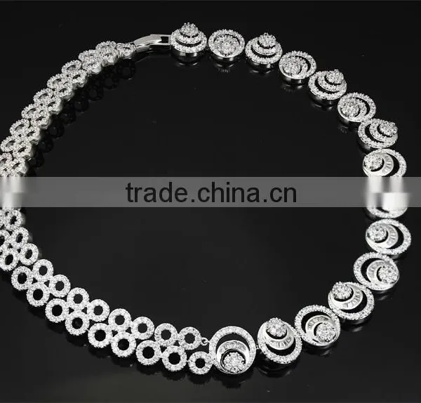 Round Top AAA Quality Cubic Zirconia Dubai White Gold Luxury Bridal Jewelry Set photo-2