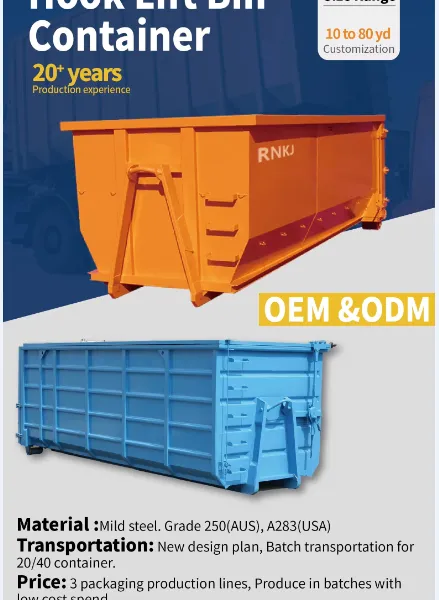 BOLI  Steel Dustbin Trash Bin Large Waste Garbage Bin Hook Lift Container Dumpster for Sale