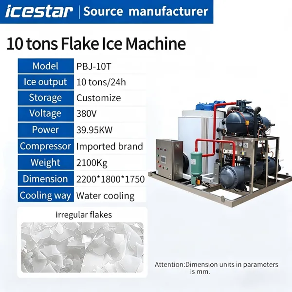 10 Ton Flake Ice Maker for Fishery Supermarket Food Processing Concrete Mixing Marine Use photo-2