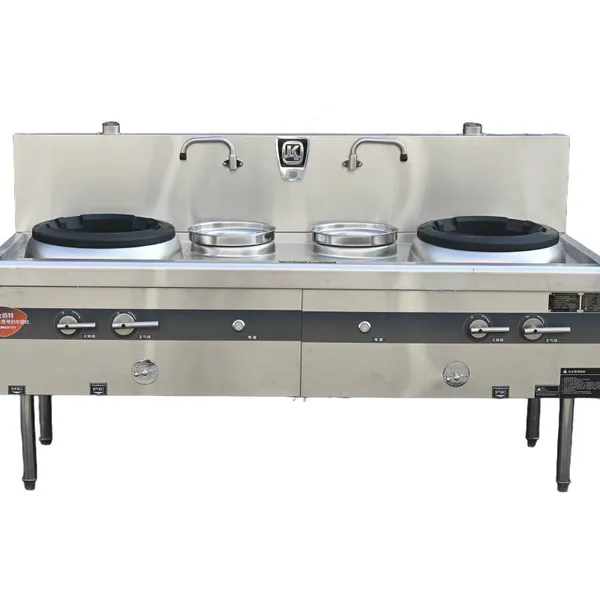 Two Woks Two Warmer With 42kW Heat Load - Standard Compliant Commercial Equipment